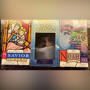 Vintage VHS Christian Movies- The Savior is Born, God’s Creation, Noah the Ark